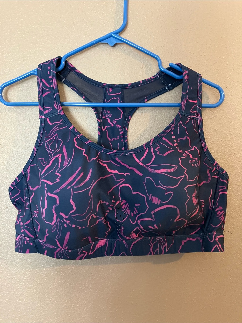 Floral Performance Leggings - Navy with Pink Print - Picture 7 of 9